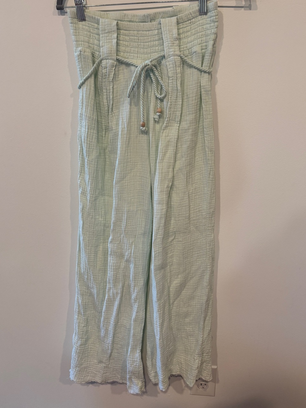 High-Waist Lightweight Wide-Leg Pants in Pale Mint by Banjara - Women’s Medium